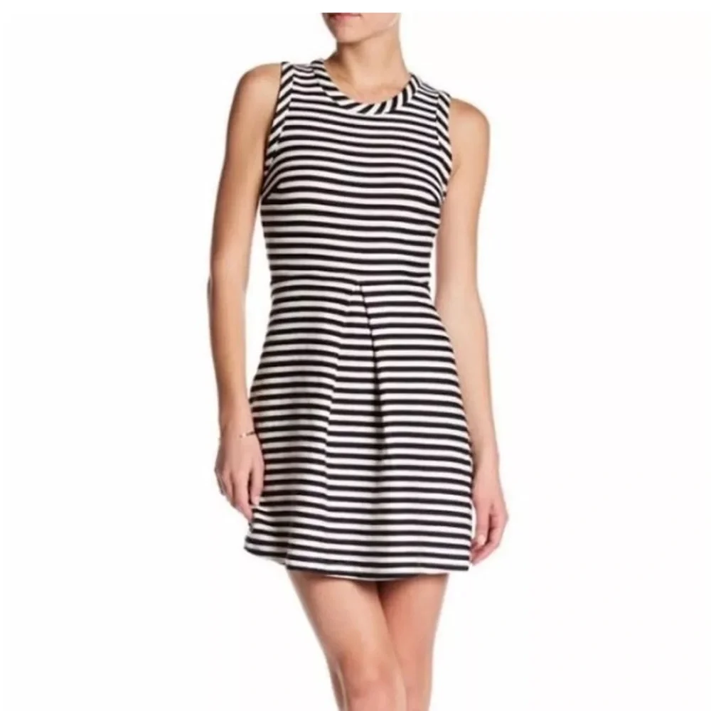 Madewell Black and White Fit and Flare Dress